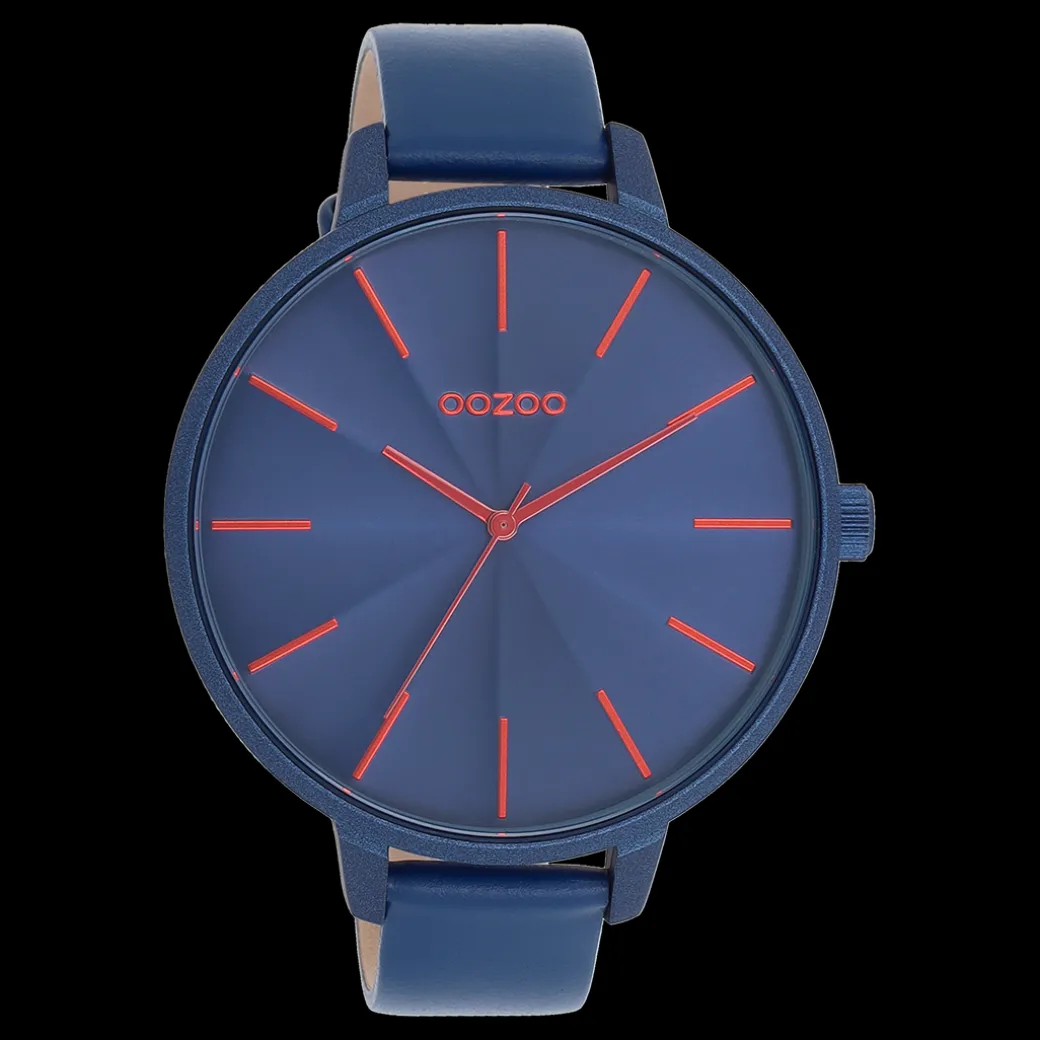 Blauwe OOZOO horloge met leren band - C11252