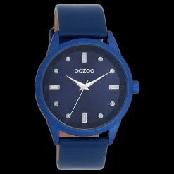 Blauwe OOZOO horloge met leren band - C11288