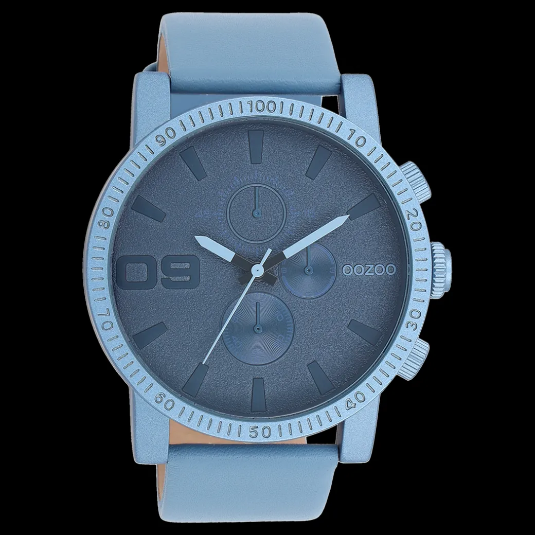 Blauwe OOZOO horloge met leren band - C11216