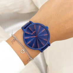 Blauwe OOZOO horloge met leren band - C11252
