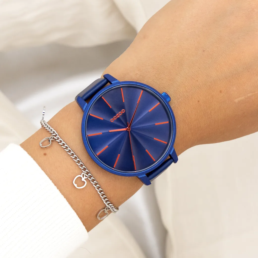 Blauwe OOZOO horloge met leren band - C11252