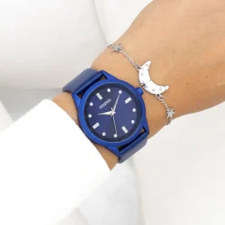 Blauwe OOZOO horloge met leren band - C11288