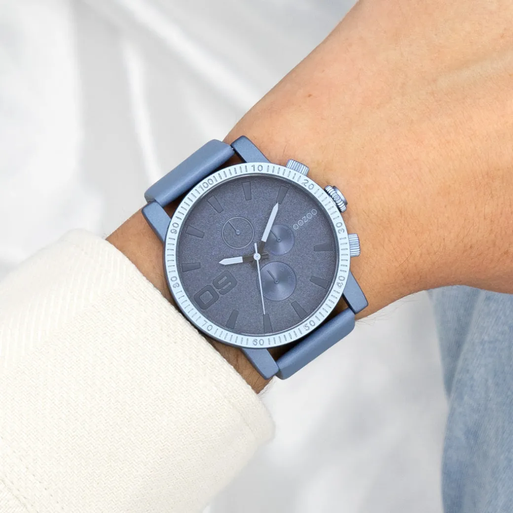 Blauwe OOZOO horloge met leren band - C11216