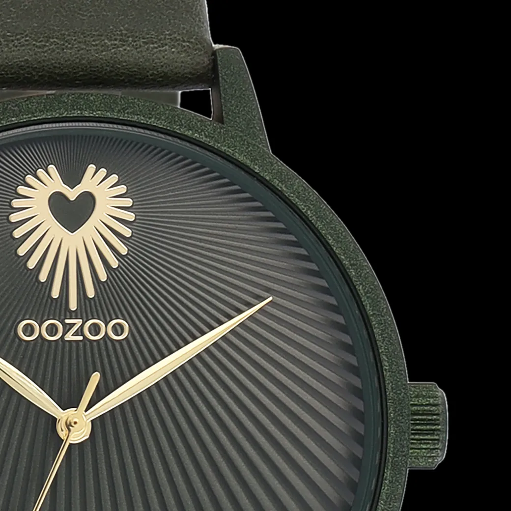 Bos groene OOZOO horloge met leren band - C11248