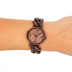 Bronskleurige OOZOO horloge met grove schakelarmband - C11129