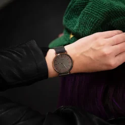 Bruine OOZOO horloge met titanium metalen mesh armband - C20139