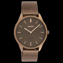 Bruine OOZOO horloge met metalen mesh armband - C20009