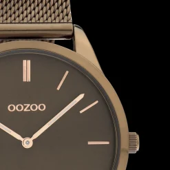 Bruine OOZOO horloge met metalen mesh armband - C20009