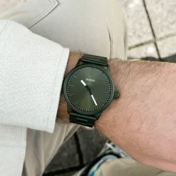 Donker groene OOZOO horloge met roestvrijstalen armband - C11402