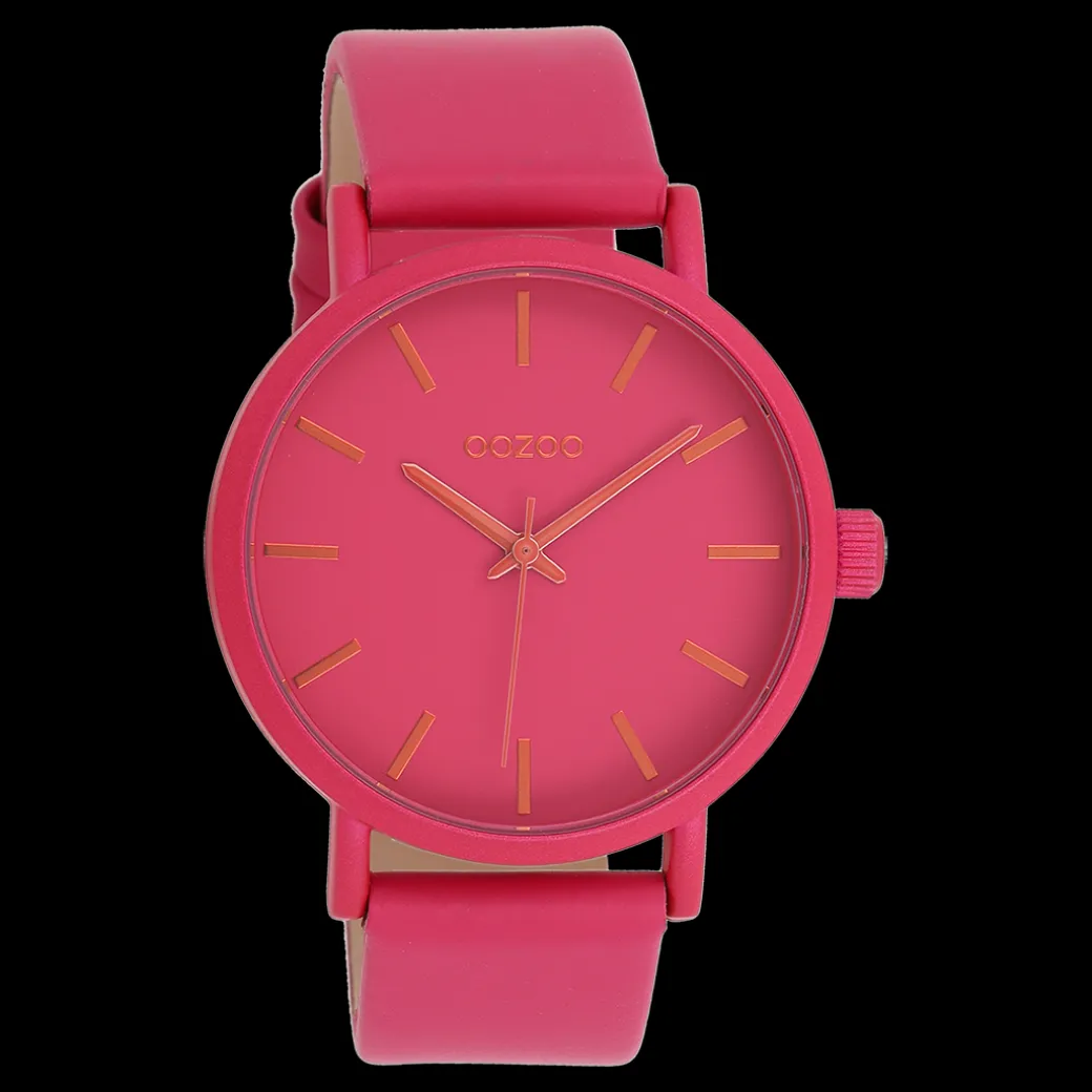 Fuchsia OOZOO horloge met leren band - C11178