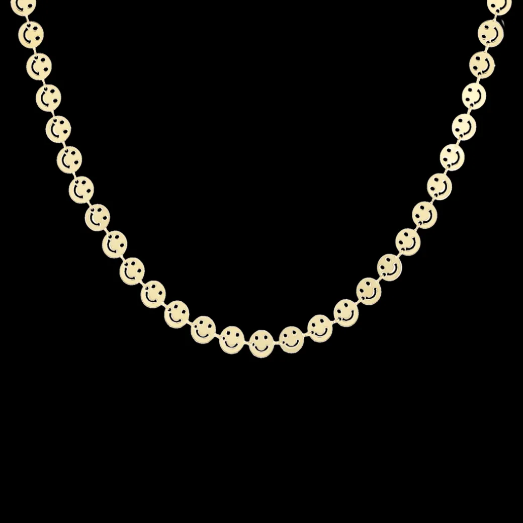 Goudkleurige armband + ketting set met smileys