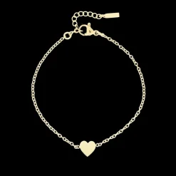 Goudkleurige armband + oorbellen + ketting set met een hart