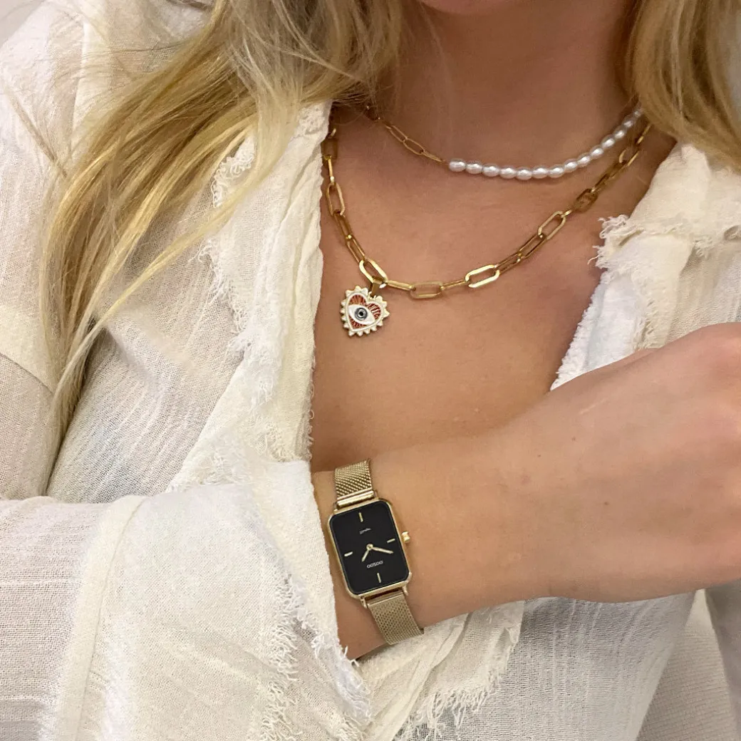Goudkleurige ketting met boze oog bedeltje