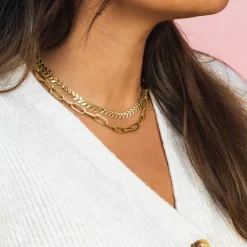 Goudkleurige ketting met grove schakels