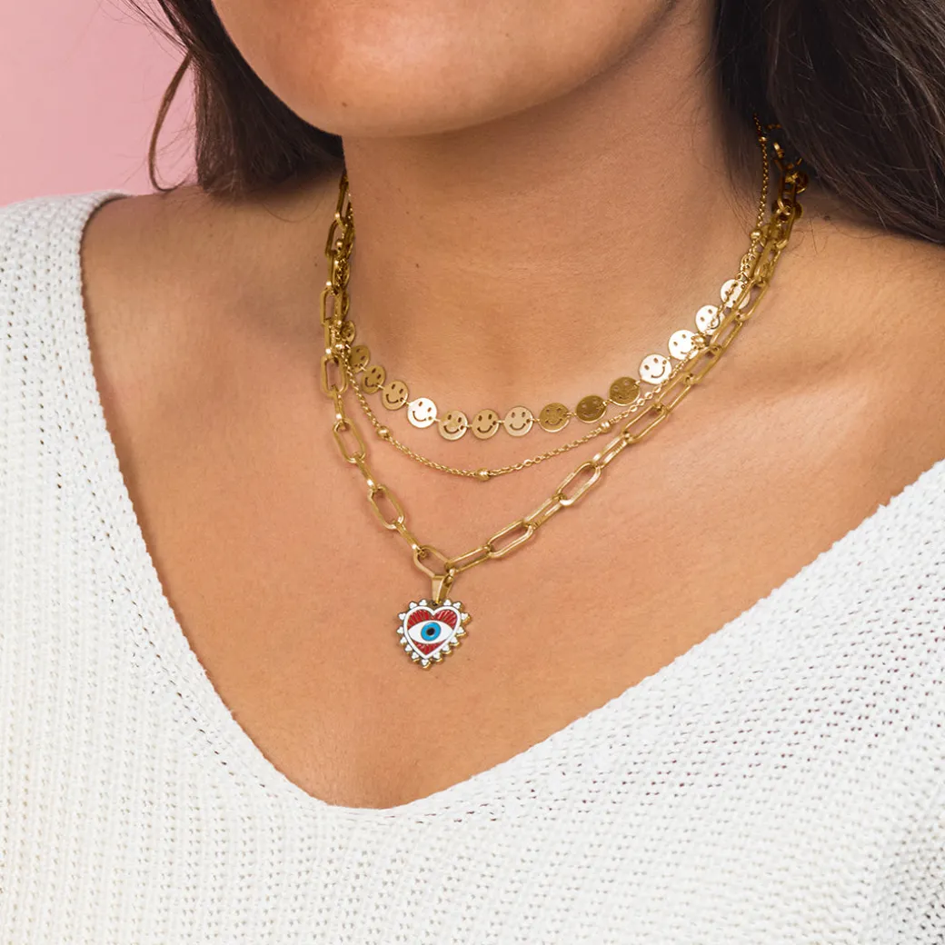 Goudkleurige ketting met boze oog bedeltje