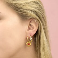 Goudkleurige oorbellen met multicolor