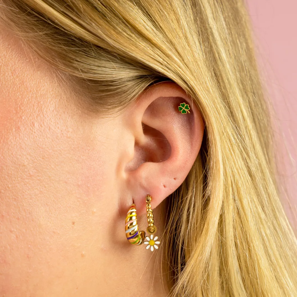 Goudkleurige oorbellen met multicolor