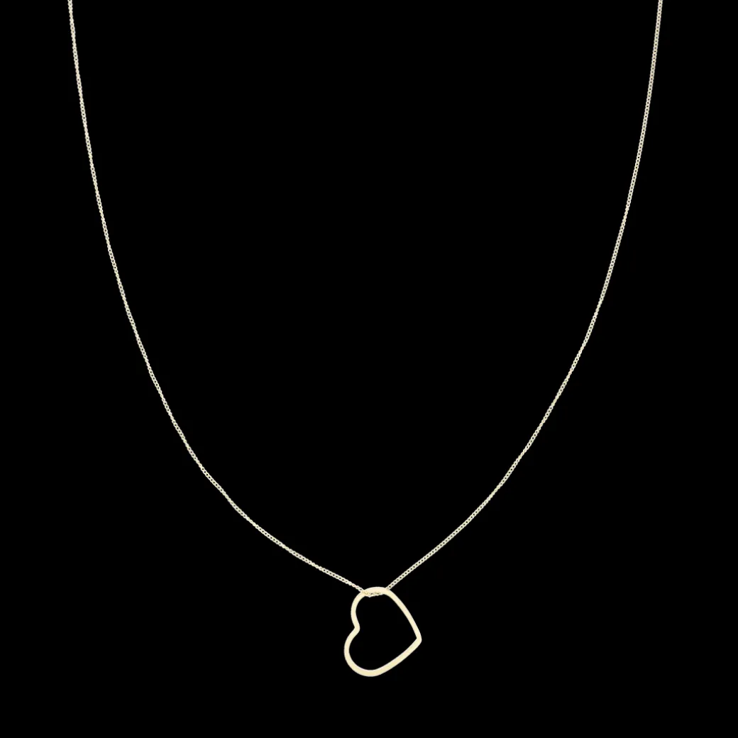 Goudkleurige oorring + ketting set met een hart plaatje