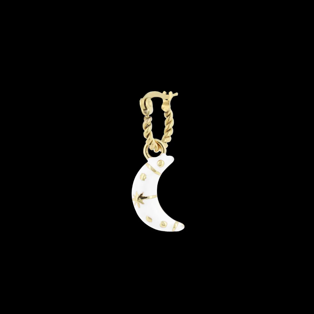 Goudkleurige oorring + ketting set met een maan bedeltje