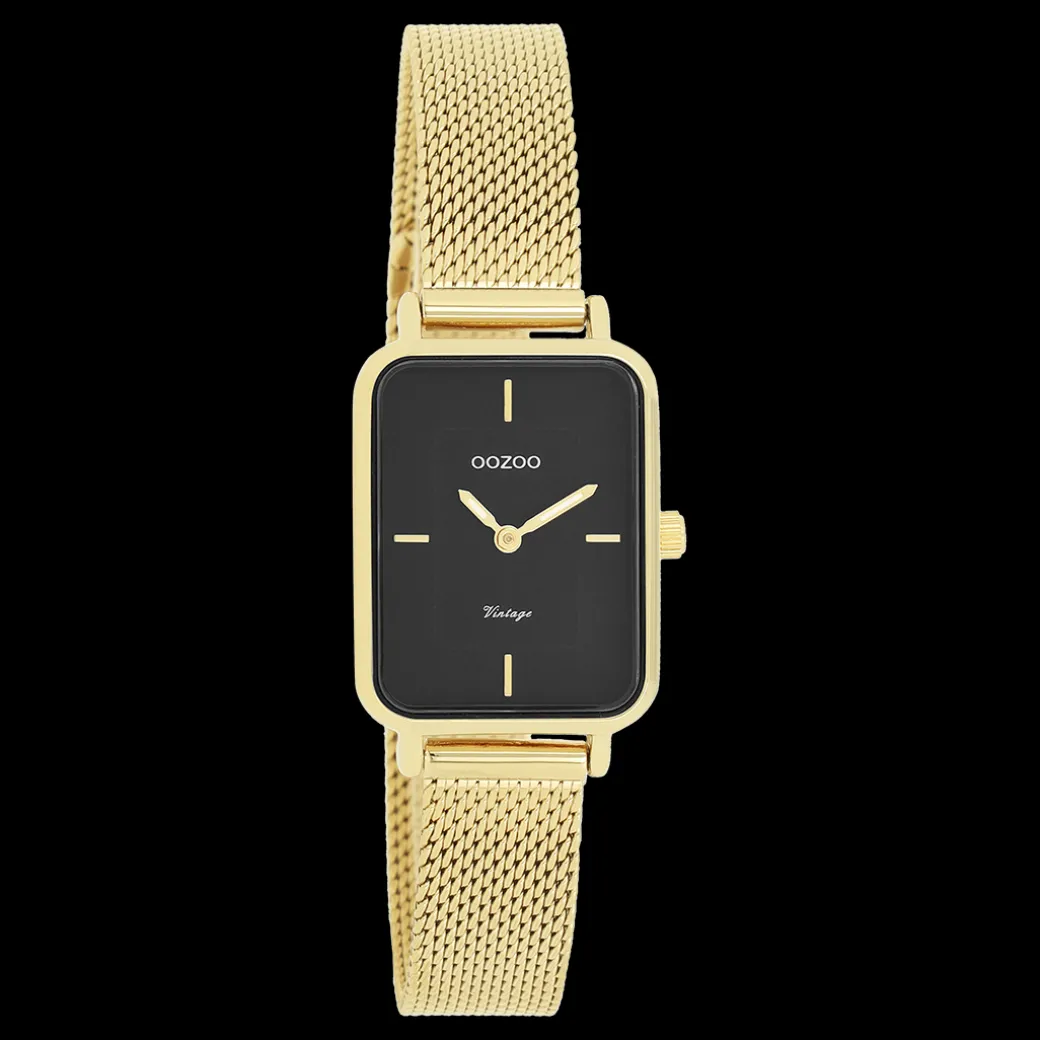 Goudkleurige OOZOO horloge met metalen mesh armband - C20354