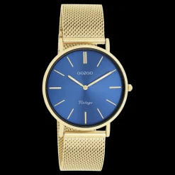Goudkleurige OOZOO horloge met metalen mesh armband - C20291