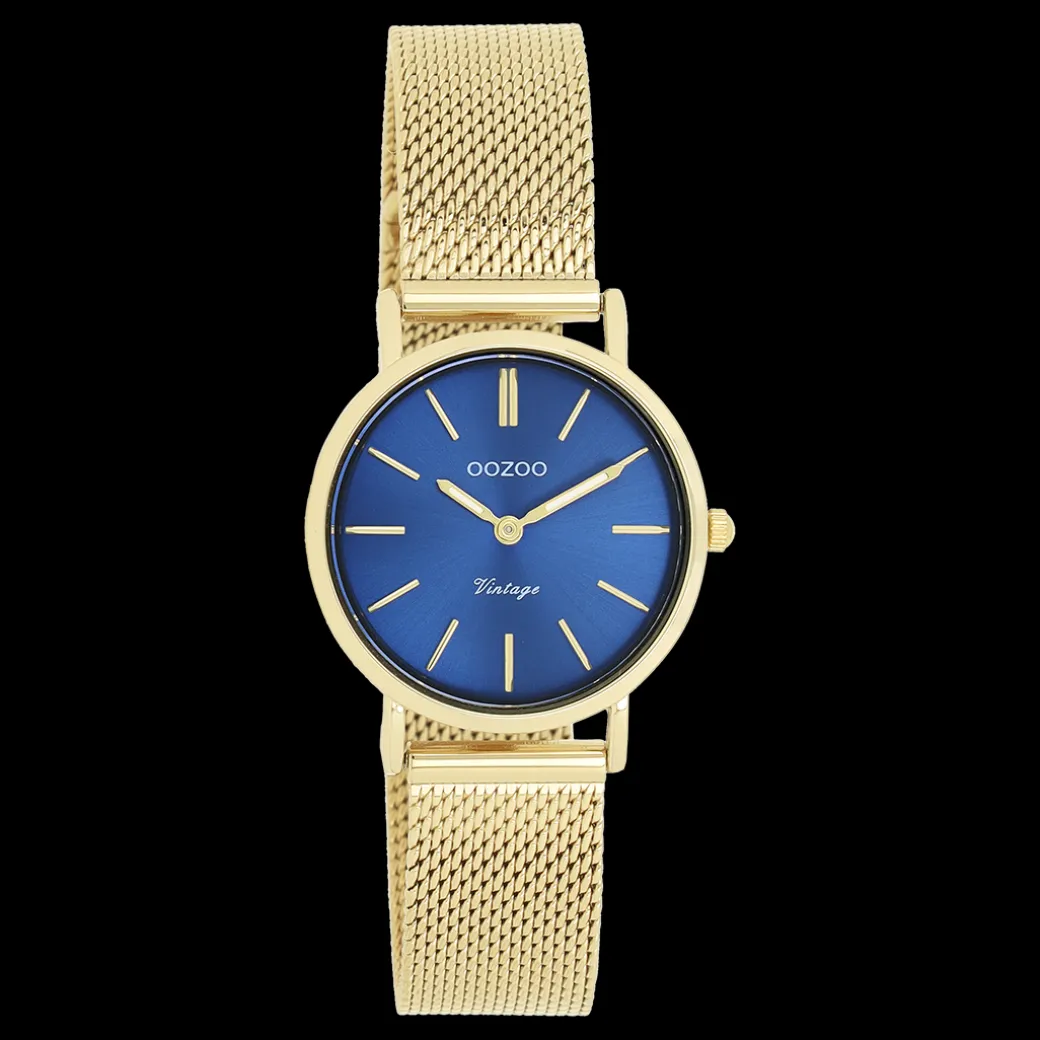 Goudkleurige OOZOO horloge met metalen mesh armband - C20293