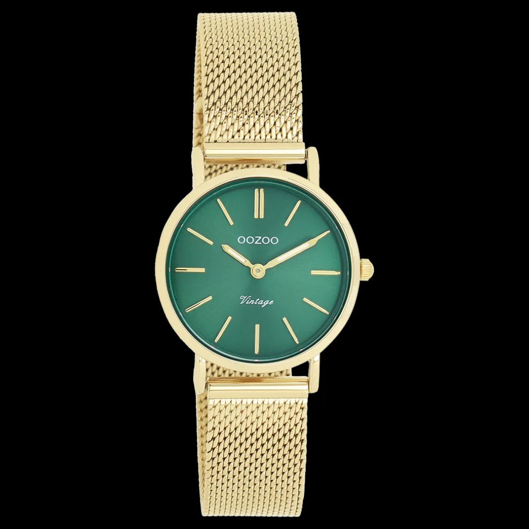 Goudkleurige OOZOO horloge met metalen mesh armband - C20297