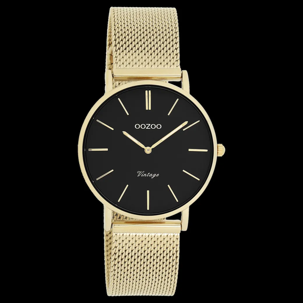 Goudkleurige OOZOO horloge met metalen mesh armband - C9915