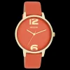 Goudkleurige OOZOO horloge met warm oranje leren band - C11341