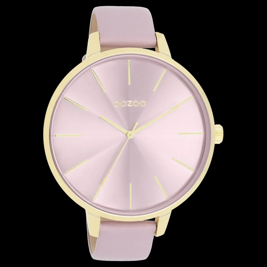 Goudkleurige OOZOO horloge met lila leren band - C11348