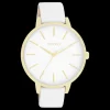 Goudkleurige OOZOO horloge met witte leren band - C11359
