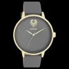 Goudkleurige OOZOO horloge met rook grijze leren band - C11244