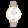 Goudkleurige OOZOO horloge met taupe leren band - C11236