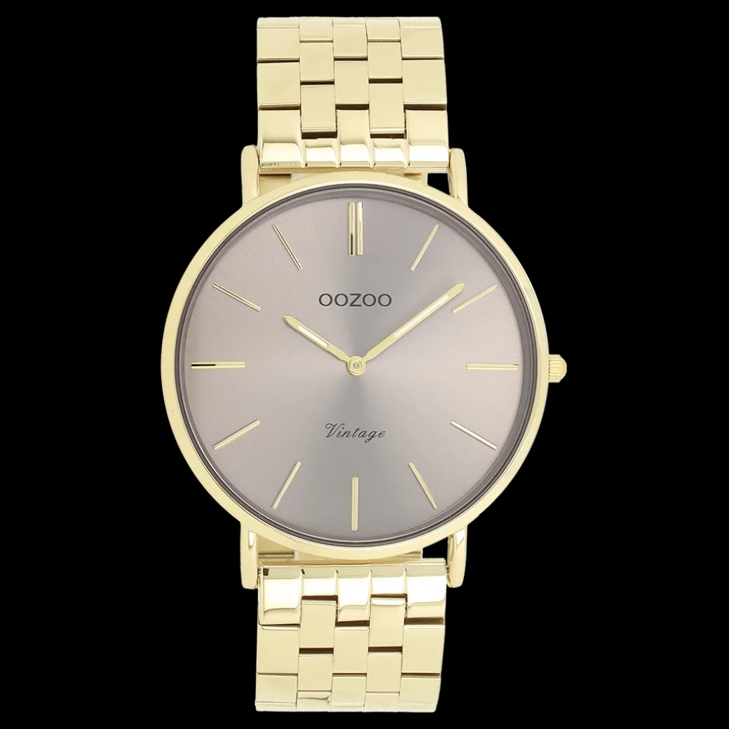 Goudkleurige OOZOO horloge met roestvrijstalen armband roestvrijstalen armband - C20403