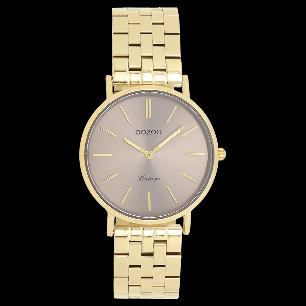 Goudkleurige OOZOO horloge met roestvrijstalen armband roestvrijstalen armband - C20408