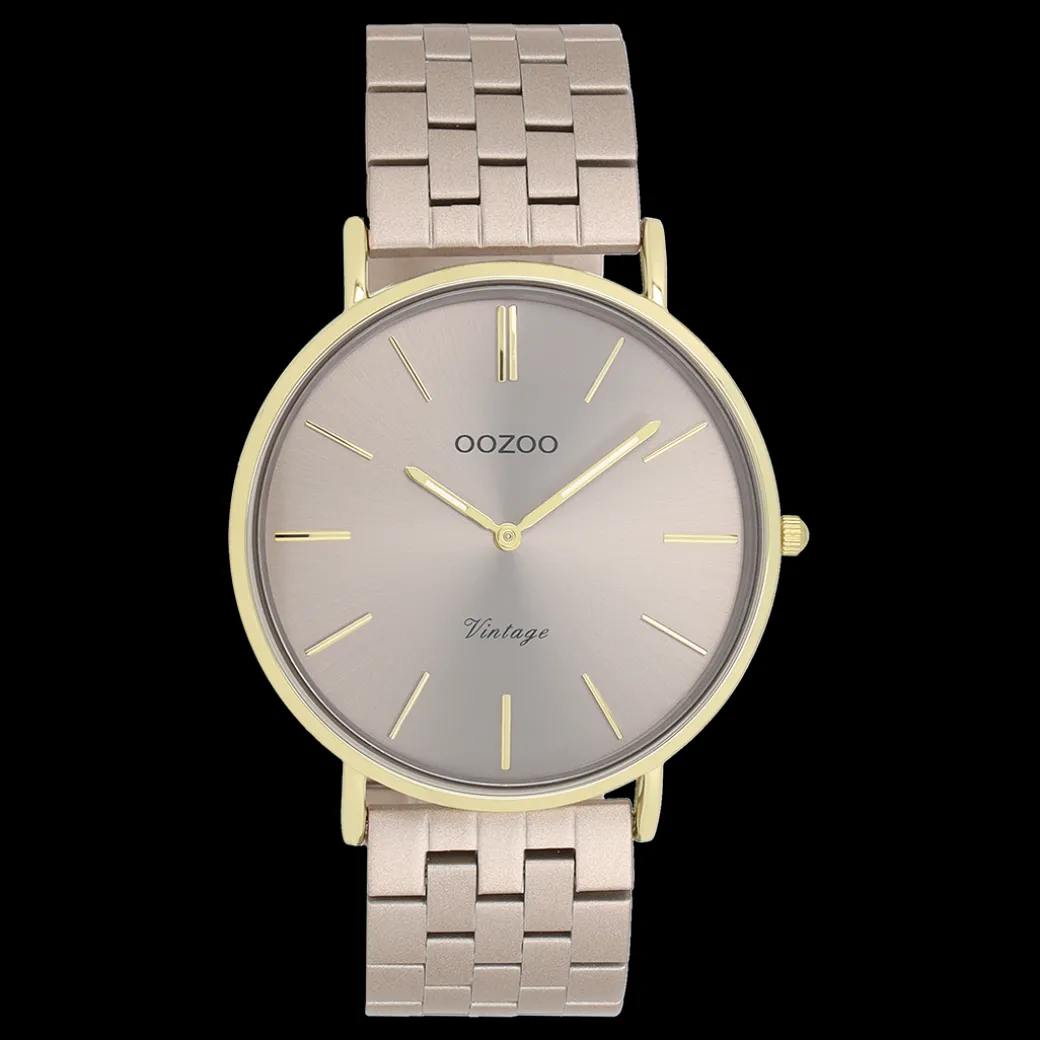 Goudkleurige OOZOO horloge met roestvrijstalen armband roestvrijstalen armband - C20404