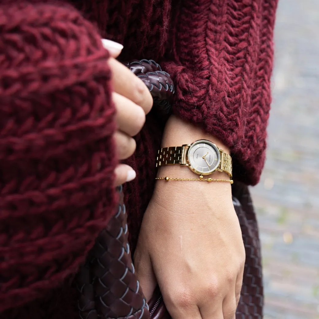 Goudkleurige OOZOO horloge met roestvrijstalen armband - C20377