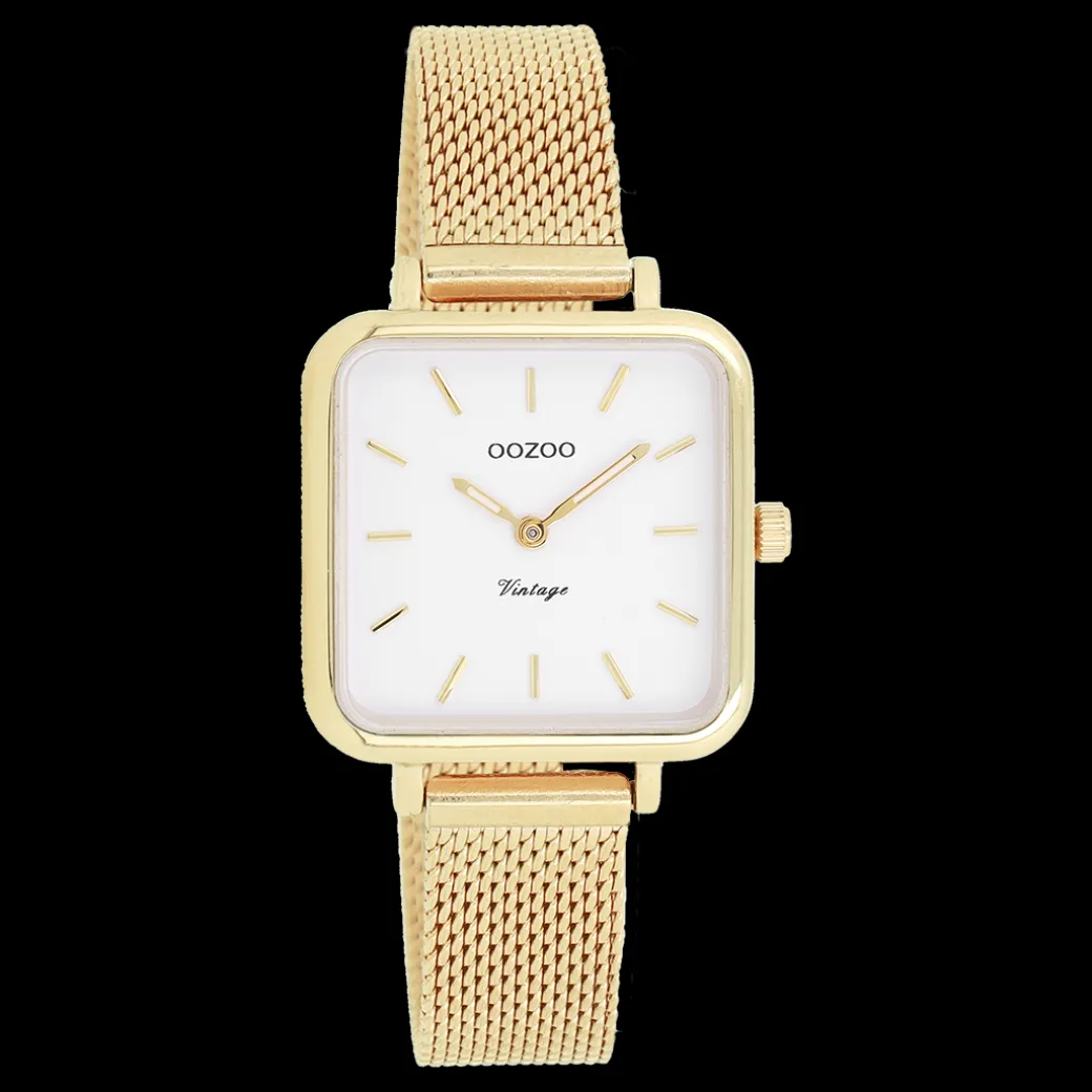 Goudkleurige OOZOO horloge met metalen mesh armband - C20263
