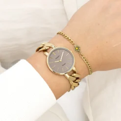 Goudkleurige OOZOO horloge met grove schakelarmband - C20358