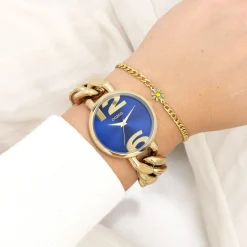 Goudkleurige OOZOO horloge met grove schakelarmband - C11351