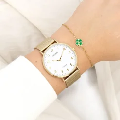 Goudkleurige OOZOO horloge met metalen mesh armband - C20342