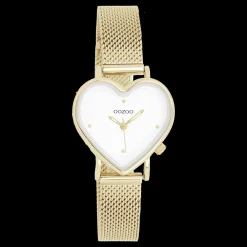 Goudkleurige OOZOO horloge met metalen mesh armband - C11415