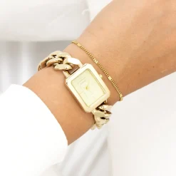 Goudkleurige OOZOO horloge met schakelarmband - C11273