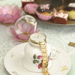 Goudkleurige OOZOO horloge met roestvrijstalen armband - C11122