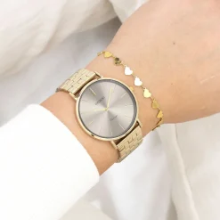 Goudkleurige OOZOO horloge met roestvrijstalen armband roestvrijstalen armband - C20403