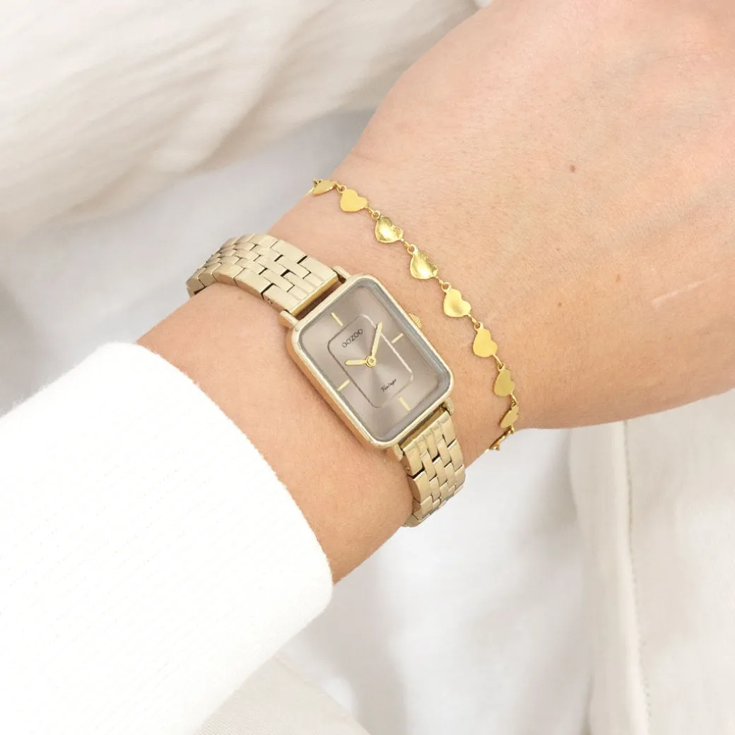 Goudkleurige OOZOO horloge met roestvrijstalen armband roestvrijstalen armband - C20419