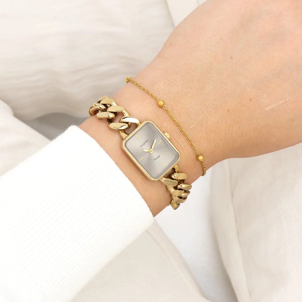 Goudkleurige OOZOO horloge met grove schakelarmband - C20363