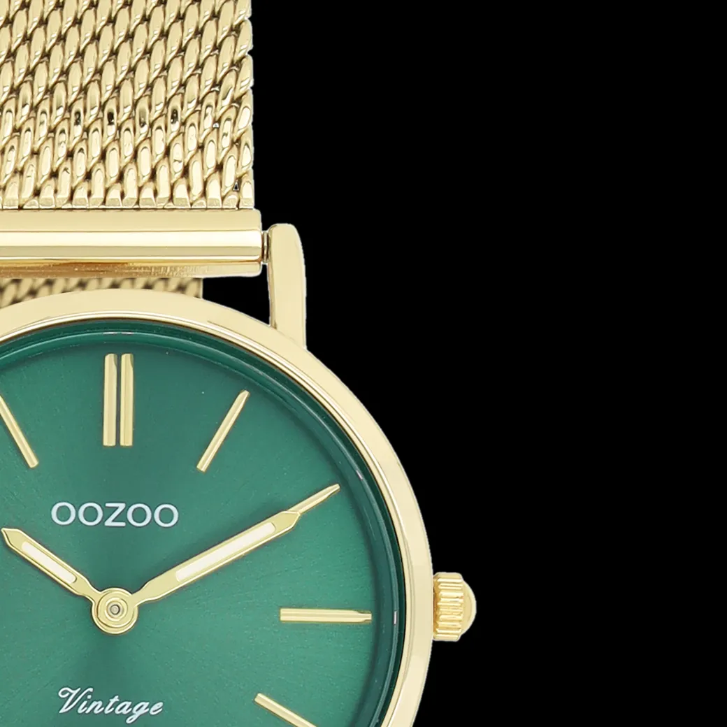 Goudkleurige OOZOO horloge met metalen mesh armband - C20297