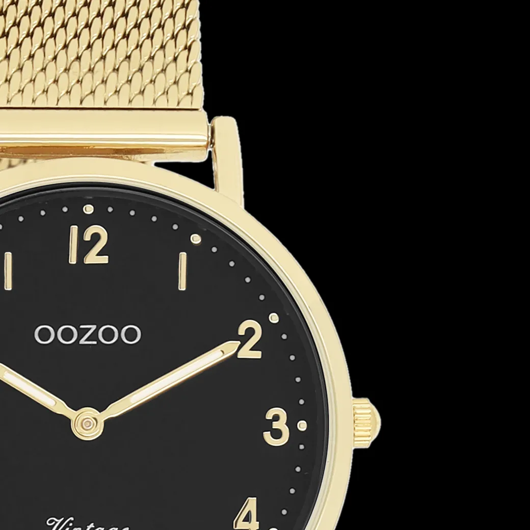 Goudkleurige OOZOO horloge met metalen mesh armband - C20349
