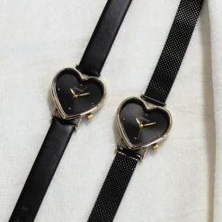 Goudkleurige OOZOO horloge met zwarte leren band - C11452